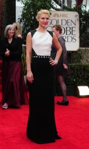 Actress Claire Dane In her J. Mendel gown with a dramatic cutout back.