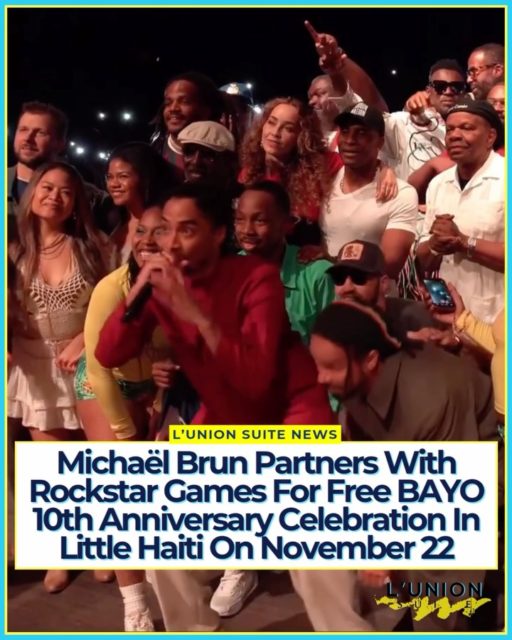 Grammy-winning producer and Haitian cultural ambassador Michaël Brun is bringing BAYO back to Miami’s Little Haiti on November 22, for a free block party celebrating the movement’s 10th anniversary, made possible through a major partnership with Rockstar Games.⁠
⁠
Presented with support from Rockstar Games, the company behind the #GrandTheftAuto (https://www.instagram.com/explore/tags/grandtheftauto/) franchise, the event will welcome up to 7,500 attendees, the largest Little Haiti edition to date. Admission is free, with tickets distributed through a raffle and more than half reserved specifically for Florida residents and Haitian communities. Fans can sign up now at [bayotour.com]⁠
⁠
In announcing the return, Brun said: “10 years ago, BAYO made its US debut as a free block party in Little Haiti celebrating Haitian and Caribbean culture. That show was the beginning of a beautiful journey across 12 cities, over 50,000 tickets sold, multiple arena and park shows and over 140 artist guests from around the world. I’m so proud to be bringing BAYO back to Little Haiti for our biggest show ever on November 22nd. New venue, huge surprises, our most iconic lineup of all time and FREE tickets courtesy of Rockstar Games.”⁠
⁠
The timing adds another layer of visibility. Rockstar Games’ highly anticipated GTA VI is set for release on November 19, 2026, just three days before the BAYO celebration. The game’s fictional Vice City is famously inspired by Miami, placing the partnership and the Little Haiti event in the same cultural spotlight.⁠
⁠
The Little Haiti return closes an anniversary run that already included Boston’s Agganis Arena and a sold-out three-night residency at Brooklyn Paramount. With Rockstar Games’ support making the celebration free and accessible, the 10th anniversary returns full circle to the neighborhood where BAYO began, bringing music, culture, and community together on a bigger stage.⁠
⁠
#lunionsuite #haitianamerican