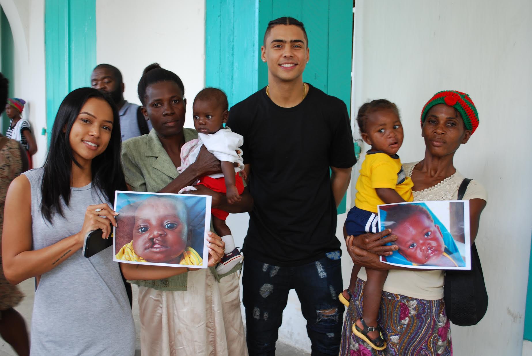 Karrueche Tran and Quincy Brown visit Smile Train patients and their families at Justinian University Hospital in Cap-Haitien, Haiti.