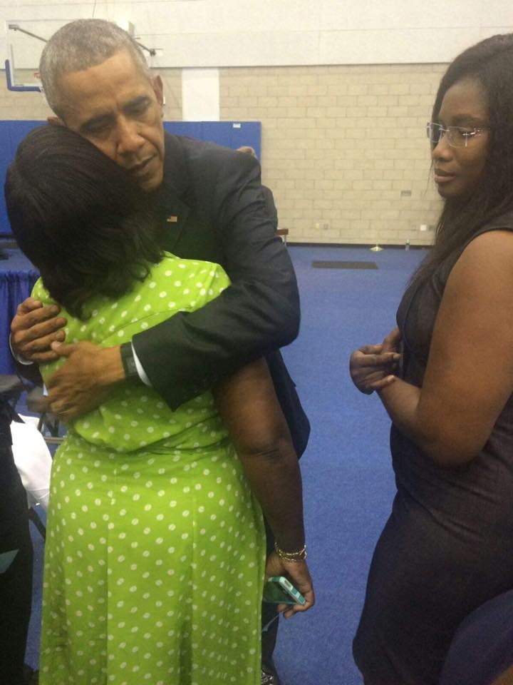 President Barack Obama consoles mother of Haitian-America teen Jason Josaphat.