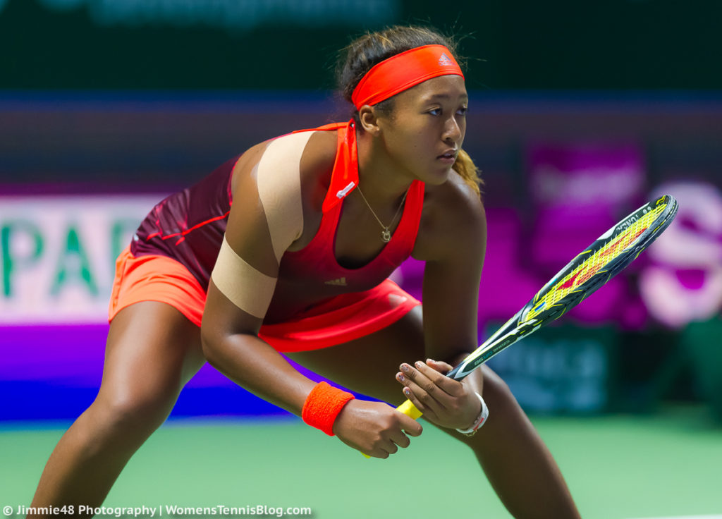 SINGAPORE, SINGAPORE - OCTOBER 25 : Naomi Osaka in action at the WTA Rising Stars Invitational at the 2015 WTA Finals