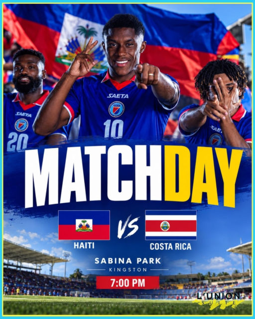 One more night in Kingston. One more chance to see the Grenadiers live.
Haiti returns to Sabina Park tonight to face Costa Rica in its second match of the 2026–27 Concacaf Nations League.
The Grenadiers enter the match with momentum after a dramatic 3–2 comeback victory over Trinidad and Tobago on Thursday. Haiti trailed 2–1 before Garven-Michée Metusala tied the match in stoppage time and Wilson Isidor scored the winner in the 98th minute.
Costa Rica comes into tonight’s match looking for its first points after a stunning 4–3 loss to Curaçao. Costa Rica led 3–0 at halftime before Curaçao scored four unanswered goals in the second half to complete the comeback.
That makes tonight another important match in Group A. Haiti currently has three points, while Costa Rica has zero, and only the top two teams in the group advance to the Nations League quarterfinals. Concacaf
🇭🇹 Haiti vs. Costa Rica 🇨🇷
📅 Tonight — Sunday, September 27
⏰ 7:00 PM — Haiti & South Florida
📍 Sabina Park — Kingston, Jamaica
For Haitians in Jamaica, this is another opportunity to fill the stands, bring the flags and show up for the Grenadiers. 🇭🇹
Who’s watching Haiti tonight?
#lunionsuite #haitianamerican