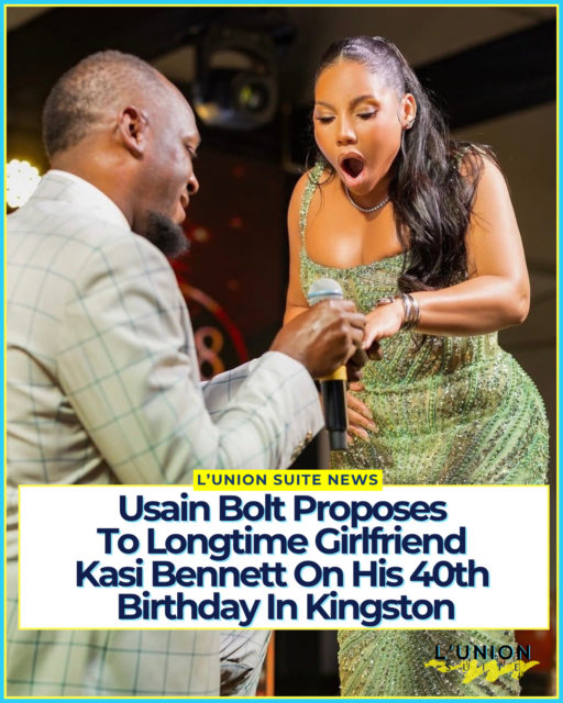 After more than a decade together, Jamaican sprint legend Usain Bolt marked his 40th birthday by proposing to Kasi Bennett, the mother of their three children. The couple began dating in 2013 and have built a family over 13 years. On Friday, August 21, 2026, the eight-time Olympic gold medalist dropped to one knee during a private celebration at One Belmont in Kingston.
@Kasi.b , who had helped plan the party, had no idea what was coming. A close friend later posted that they spent “sleepless nights planning UB’s 40th with Kasi… little did she know we were also secretly planning the surprise of a lifetime.”
@Usainbolt, wearing a checkered suit and holding a microphone, proposed in front of family and friends. Bennett was visibly stunned. After she said yes, the couple shared an emotional embrace as Bruno Mars’ “Marry You” played. She later showed off a reported 5-carat diamond engagement ring.
They went public around the 2016 Rio Olympics. They have three children: daughter Olympia Lightning Bolt (born May 2020) and twin sons Thunder Bolt and Saint Leo Bolt (born June 2021). Bennett, born July 7, 1990 in Old Harbour, Jamaica, is an entrepreneur, law and business graduate, managing director of Elevate Marketing House, and founder of the children’s nonprofit Project Kase.
Bolt has long spoken about wanting a lasting partnership modeled on his parents’ marriage. After 13 years together, three children, and a life built away from the track, the Kingston proposal put an official seal on that chapter. Jamaica’s fastest man just added another title: fiancé.
Congrats to Usain and Kasi.
Photo Credit: @keepyourimage
#lunionsuite #haitianamerican
