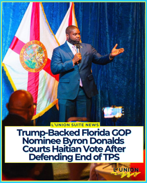 On Saturday morning, Sept. 12, Byron Donalds stood in North Miami and made his case to Haitian Floridians.
The Trump-endorsed Republican nominee for governor posted the visit the next day: four photographs and a short line. “Resilient. Faithful. Hardworking. That’s Florida’s Haitian community and that’s who I spoke with in North Miami yesterday morning,” he wrote. “It is a privilege to meet with the Floridians I intend to serve.”
The pictures came from a campaign “Community Breakfast & Conversation” at Katz Miami Restaurant & Lounge, a Haitian restaurant in North Miami. The program began at 11. Donalds appeared with Elizabeth Jeanty. The invite listed community leaders, pastors, business owners, elected officials, media, and supporters.
What he did not put in the post is the record that makes the stop politically loaded.
Three weeks earlier, on Aug. 23, Donalds went on CBS’s Face the Nation and defended the Trump administration’s termination of Temporary Protected Status for Haitians. Florida had been home to about 158,000 Haitian TPS holders, the largest concentration in the country. Asked about people who had lived and worked here legally, he said he had met Haiti’s transitional government and its ambassador, claimed security forces now hold “about a quarter to half of the country,” and argued TPS was never meant to run “into perpetuity with no end.”
“The Biden administration, through enforcement, took the T off the program,” he said. Extending it indefinitely, he added, created “the wrong incentives” for return and for Haiti’s stabilization. He conceded that stabilization will take time. He still backed the cutoff.
He voted against a House measure that would have extended Haiti’s designation. Other Florida Republicans including Reps. Carlos Giménez and María Elvira Salazar warned that stripping work authorization from Haitian TPS holders would damage the state’s workforce.
Donalds offered the room praise, not a reversal. He is now asking the same electorate whose legal status he argued should expire to help send him to Tallahassee in November, where he faces Democrat David Jolly.
📸 @byrondonalds
#lunionsuite #haitianamerican