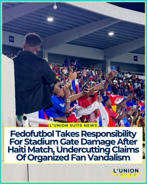The Dominican Football Federation has assumed the cost of repairs at Estadio Olímpico Félix Sánchez and acknowledged that access and security were not built for the crowd that showed up for Haiti’s 4-1 win on October 1, a shift that weakens early claims that Haitian supporters alone vandalized the venue.
Diario Libre reported Wednesday that two iron doors serving the east stand were forced down before kickoff after fans piled up at the entrances. FIFA and Concacaf protocol called for the gates to open at 5 p.m., and they did. Reports from the night say only one person was scanning tickets at each of the affected doors, and the cordons normally used to slow entry were not in place. The doors lead to blocks D8 through D11 and C8 through C11.
Federation president José Deschamps said the body paid to weld the doors on Monday and repaint the damaged sections. Asked whether the security plan has to change, he said yes. “For another event that comes, if it is national teams, of course,” he told Diario Libre. He added that staffing should follow the expected flow of people and that pre-gate cordons should be used next time.
The admission lands days after a very different public frame. Sports Minister Kelvin Cruz cited damage at the stadium, along with comments by Haitian striker Wilson Isidor, when he said Haiti would no longer be allowed to use Dominican sports facilities. That ban was later narrowed: Haiti may still play in the Dominican Republic as a visitor, but not stage home matches there.
Fundación Zile, in a preliminary report published October 5 and covered by Hoy, put the organizational failure at the center of the night. The federation had expected 10,000 to 12,000 spectators, the report said, but 23,604 tickets were sold and attendance was estimated near 25,000. Zile said it found no evidence of organized vandalism inside the stadium and that the incidents were concentrated at specific entry points. It urged an independent technical review, a public report on event management, and cooperation between the two federations, and warned against collective sanctions built on those incidents or on individual statements.
#lunionsuite #haitianamerican